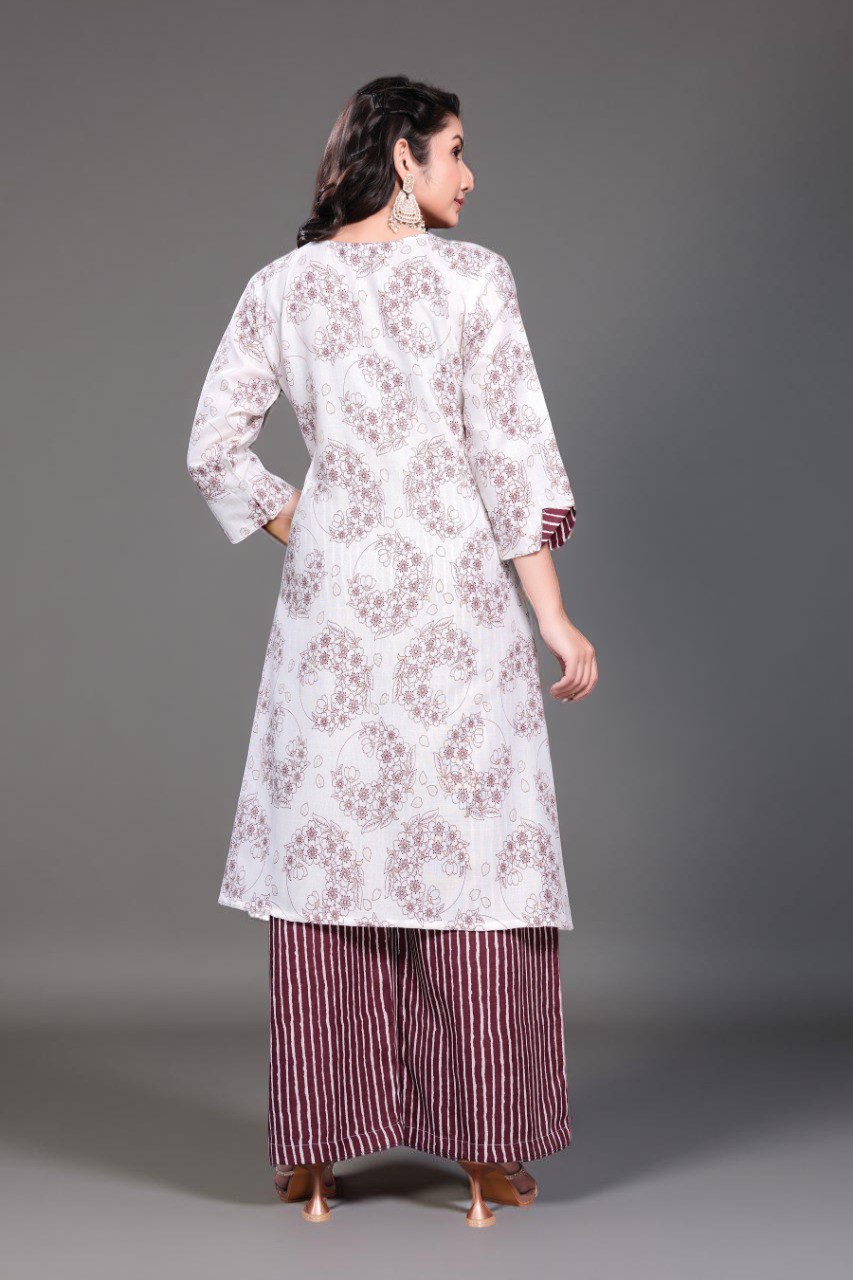 Cotton printed a-line kurta with plazzo