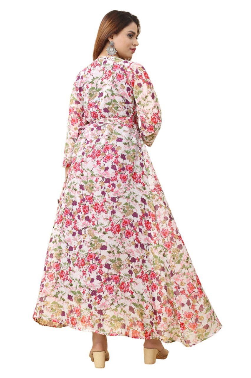 Fancy Georgette Pink Floral Printed dress