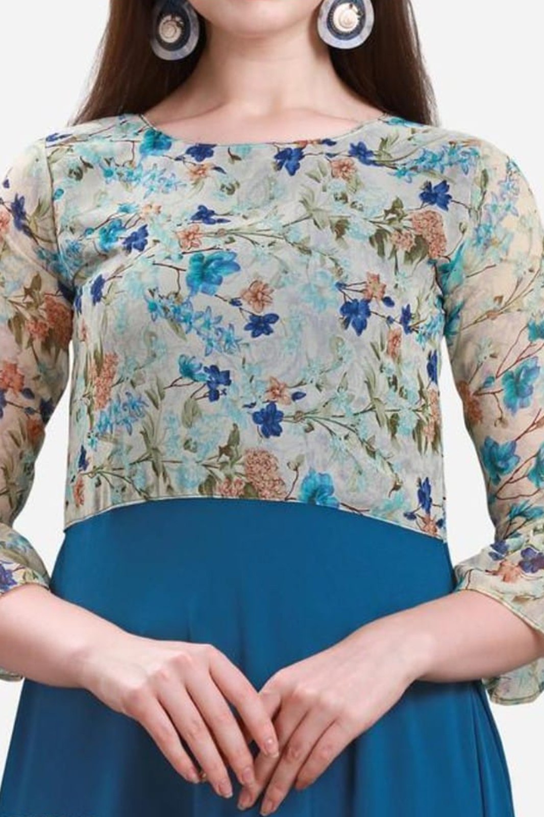 Fancy Georgette Royal Blue Printed dress