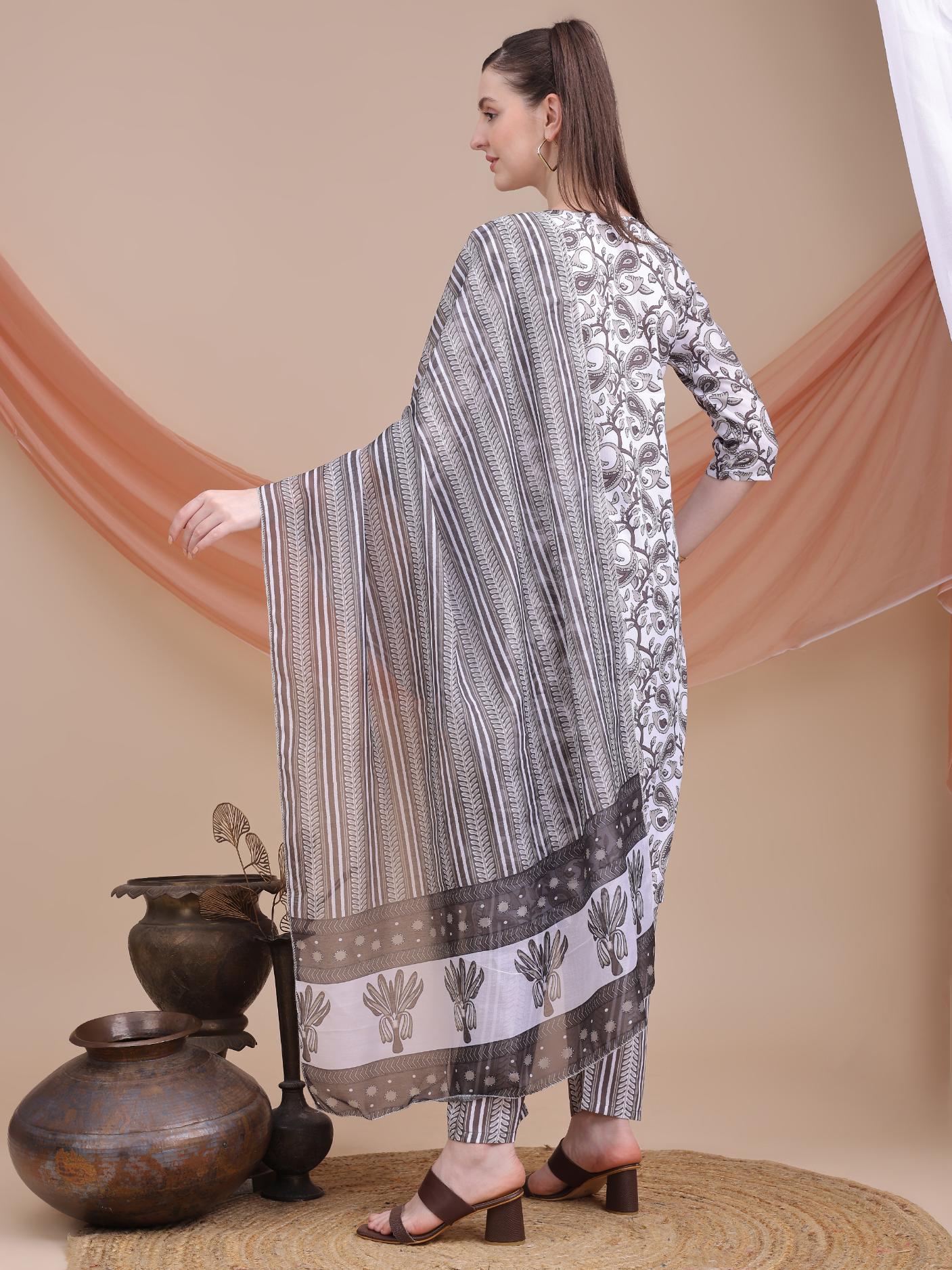Heavy Cotton Kurti with pant & Dupatta