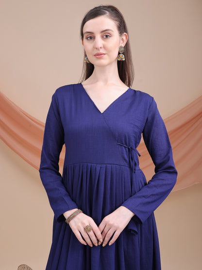 woman Angrakha style anarkali kurta with dupatta suit