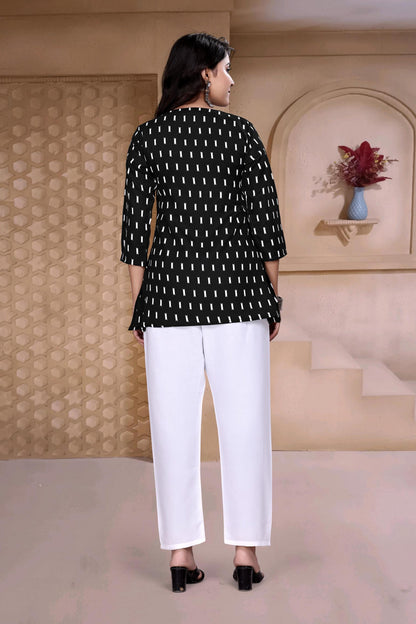 Casual Girls Black Round-Neck Tunic Top