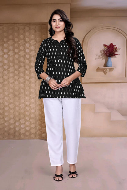 Casual Girls Black Round-Neck Tunic Top