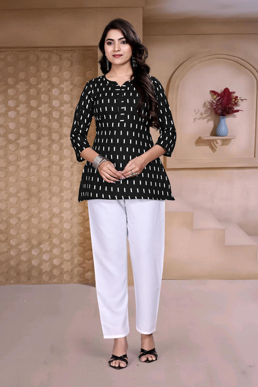 Casual Girls Black Round-Neck Tunic Top