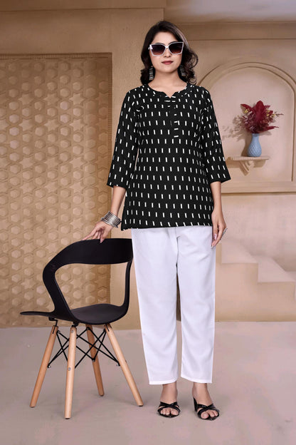 Casual Girls Black Round-Neck Tunic Top