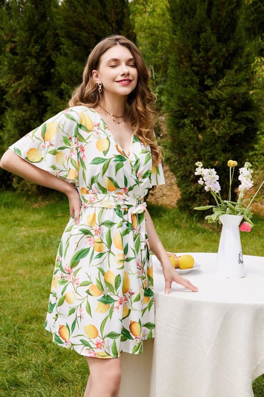 Woman White  printed Fit and Flare dress