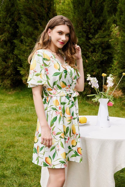 Woman White  printed Fit and Flare dress