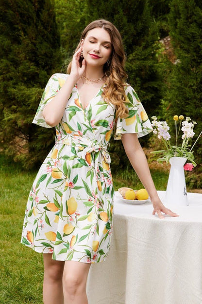 Woman White  printed Fit and Flare dress