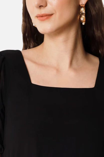 Fancy Black Georgette  flare dress