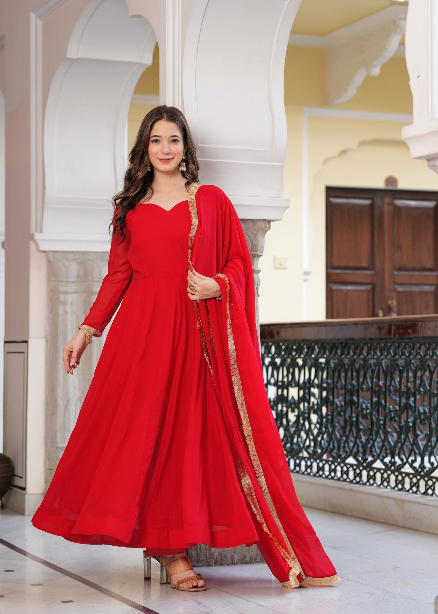 Heavy georgette gown With pant & dupatta