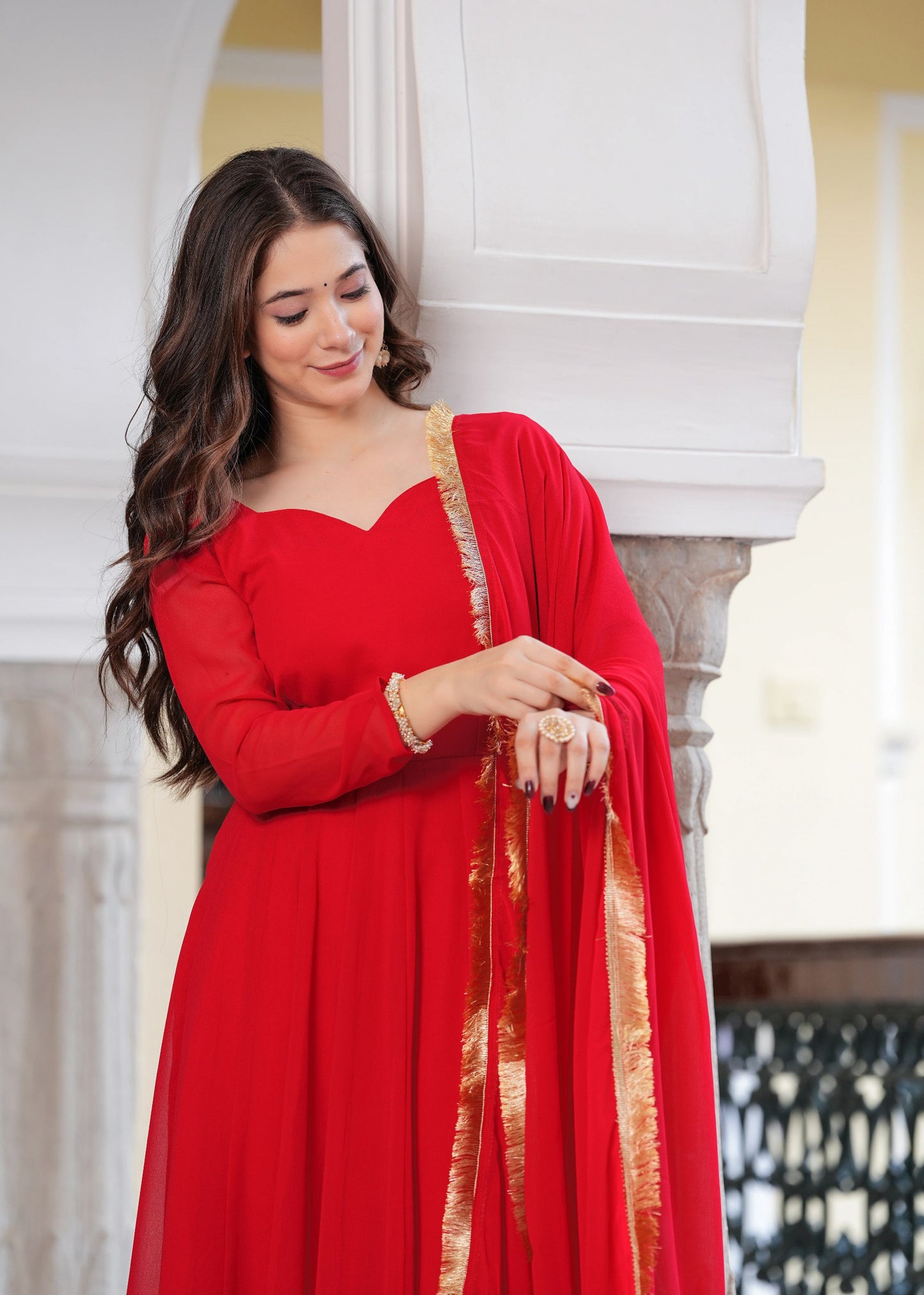 Heavy georgette gown With pant & dupatta