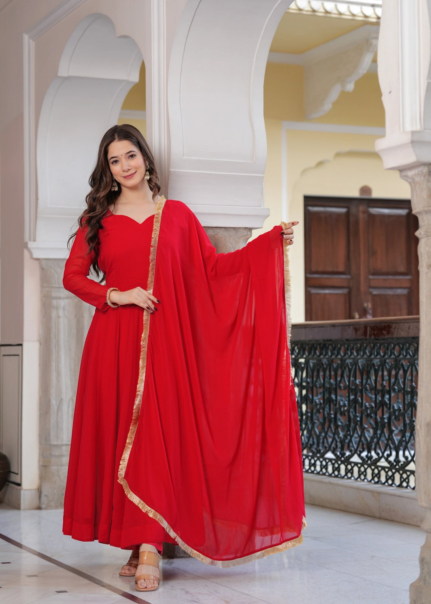 Heavy georgette gown With pant & dupatta