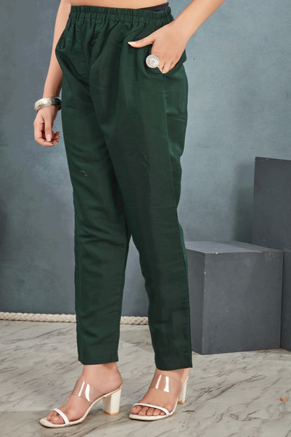 Green Plain Kurta Pant with Dupatta suit