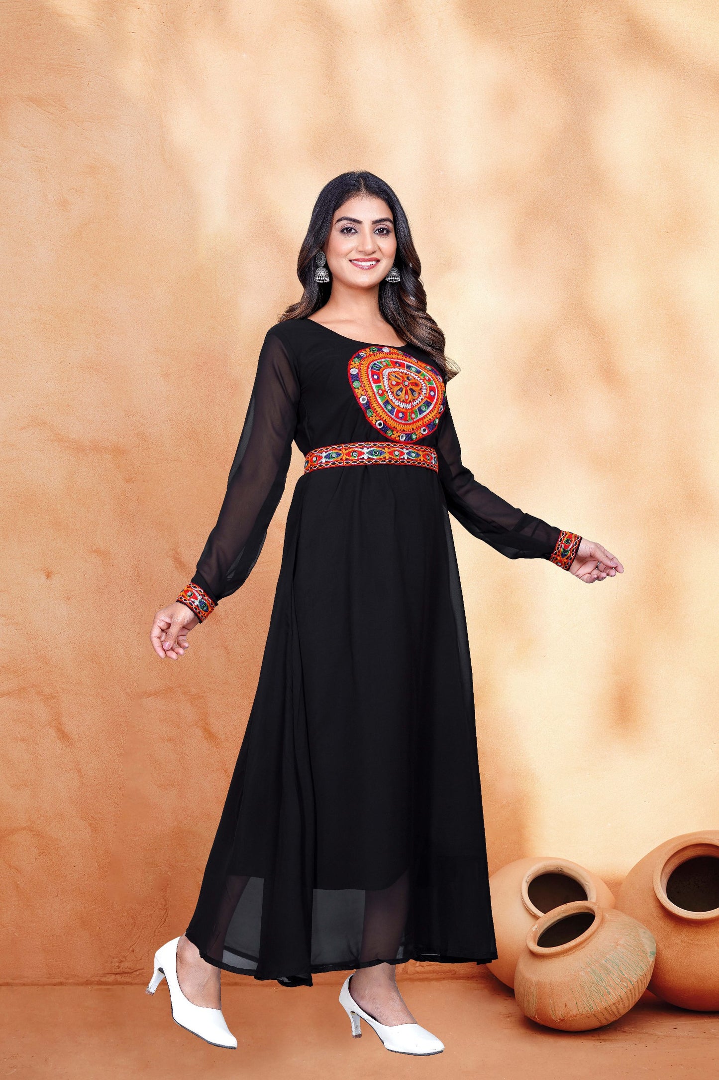 Black Embroidery kurta with dupatta