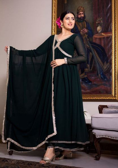 Black gorgette Kurti & Dupatta