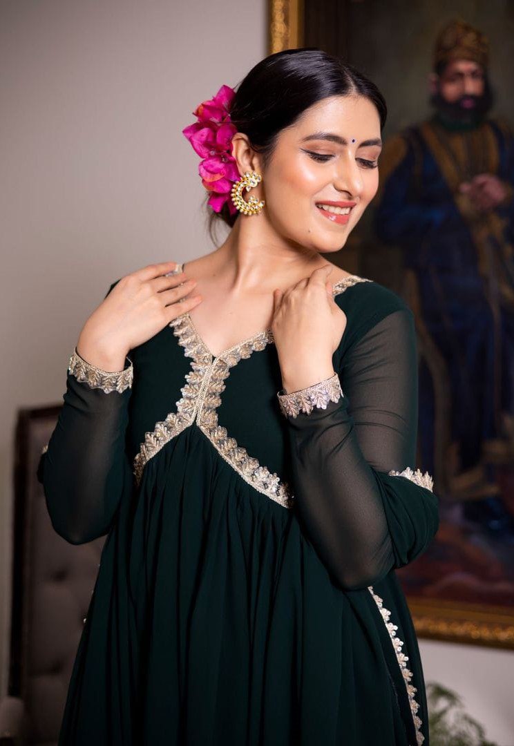 Black gorgette Kurti & Dupatta