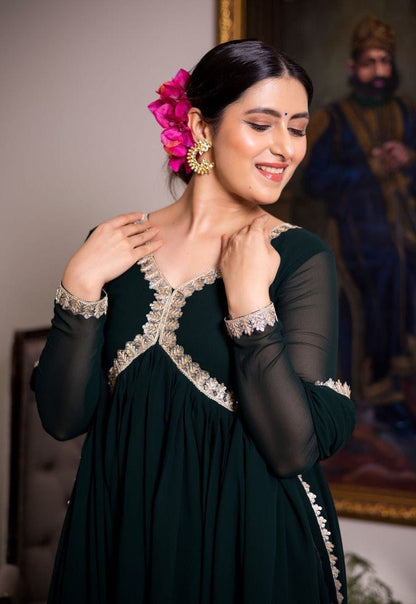 Black gorgette Kurti & Dupatta