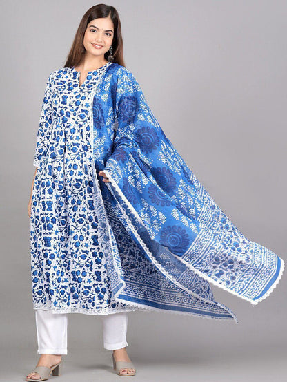 Heavy Cotton Kurti with pant & Dupatta