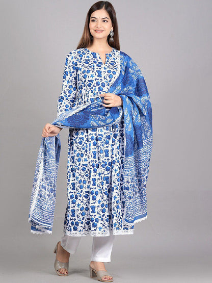 Heavy Cotton Kurti with pant & Dupatta
