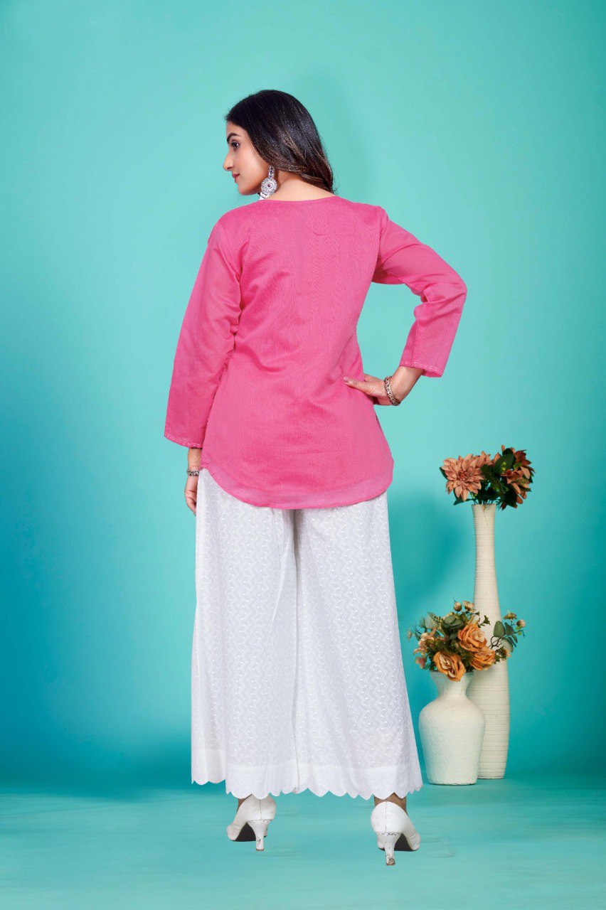 Stylish Pink Cotton Kurti Top