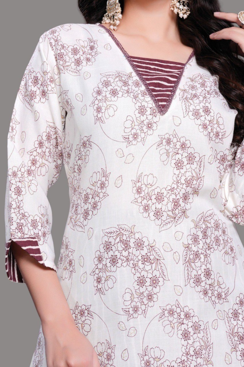 Cotton printed a-line kurta with plazzo