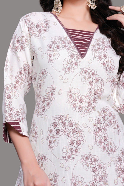 Cotton printed a-line kurta with plazzo