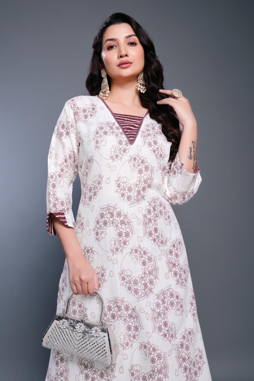 Cotton printed a-line kurta with plazzo