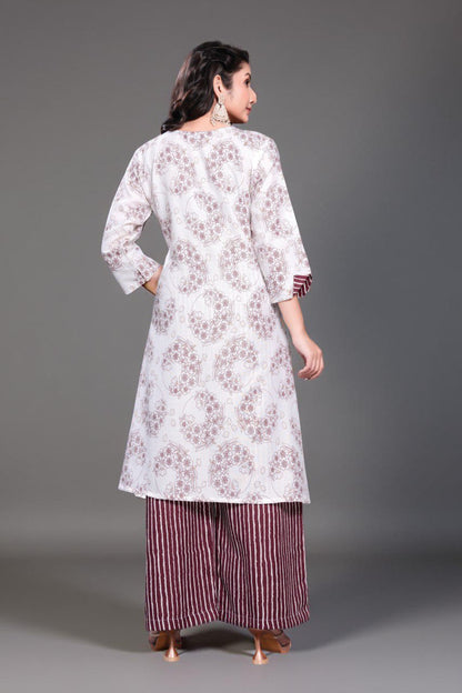 Cotton printed a-line kurta with plazzo
