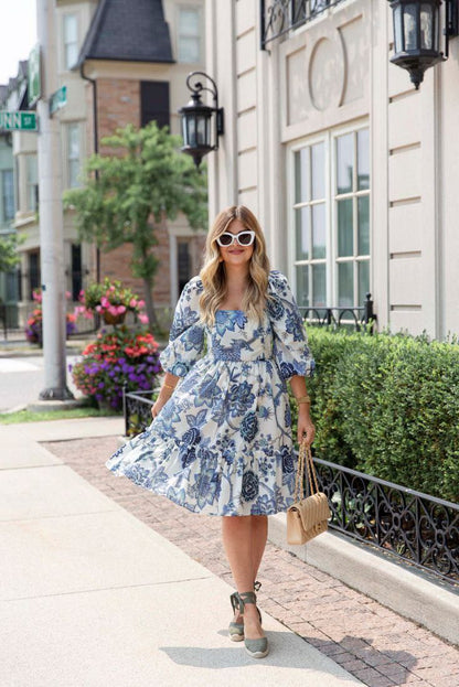 Woman American cotton white  printed dress