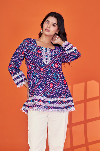 Digital Printed Delta Silk  Tunic