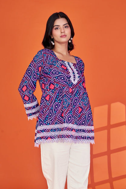 Digital Printed Delta Silk  Tunic
