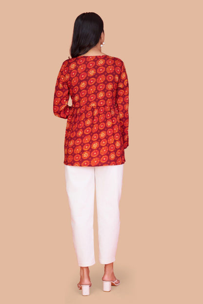 Print Delta Silk anagarkha style Tunic