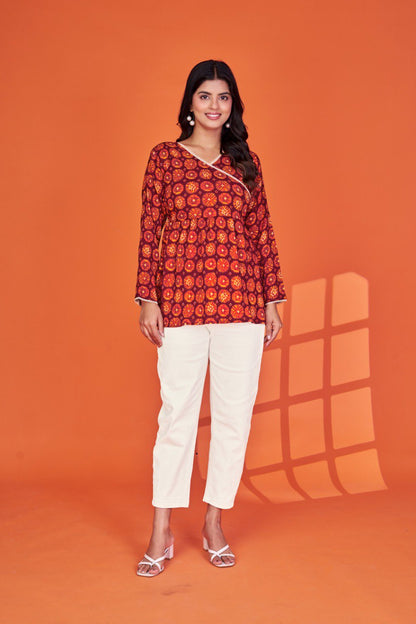 Print Delta Silk anagarkha style Tunic