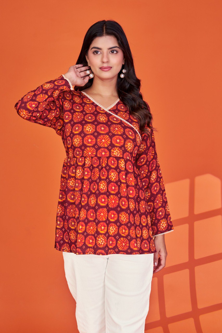 Print Delta Silk anagarkha style Tunic