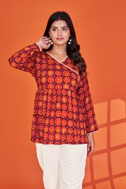 Print Delta Silk anagarkha style Tunic