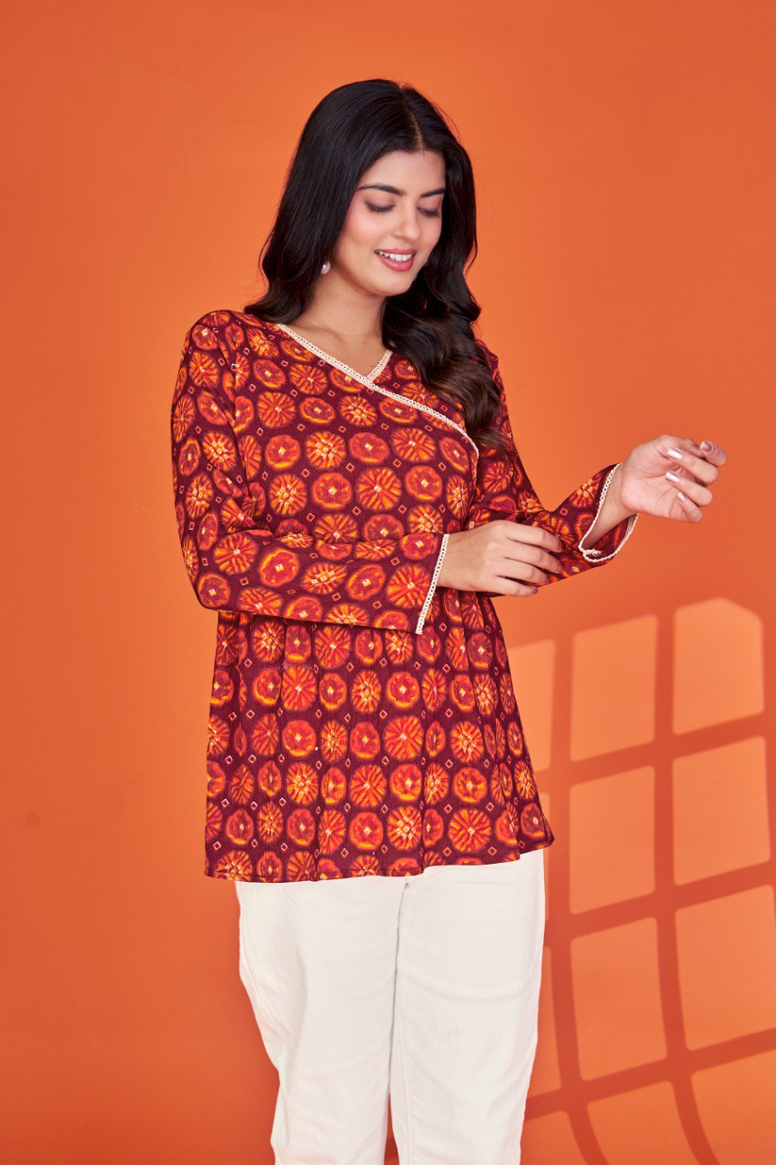 Print Delta Silk anagarkha style Tunic