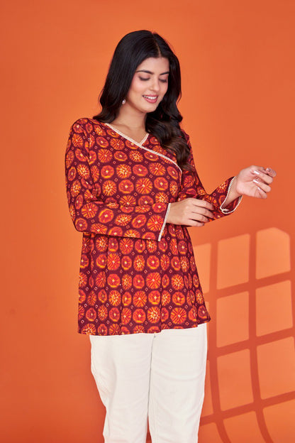 Print Delta Silk anagarkha style Tunic