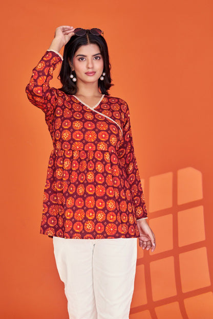 Print Delta Silk anagarkha style Tunic