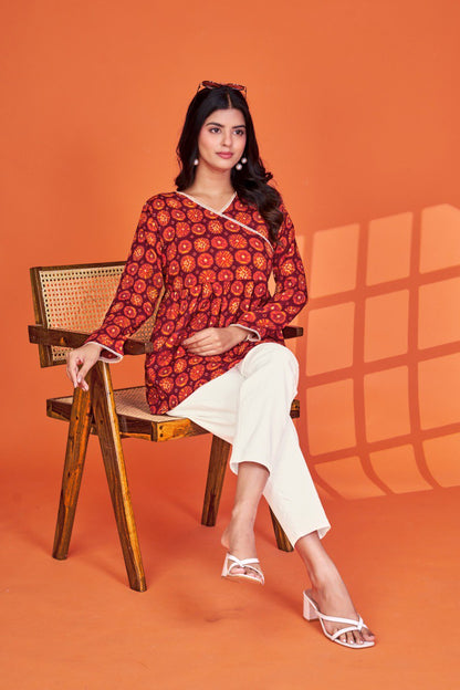 Print Delta Silk anagarkha style Tunic