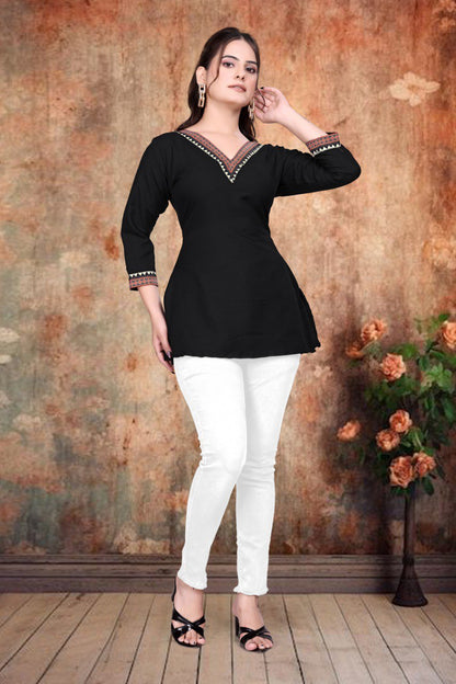 Casual Girls Black V-Neck Tunic Top