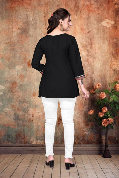 Casual Girls Black V-Neck Tunic Top