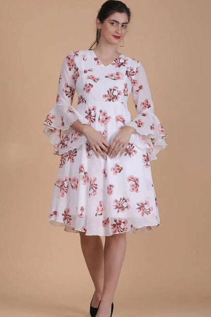 Fancy White floral Printed dress