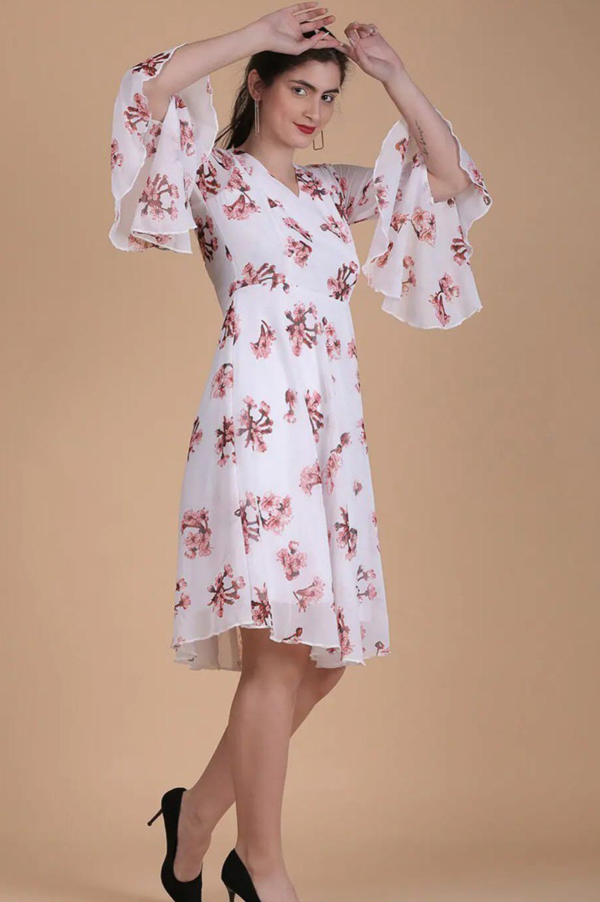 Fancy White floral Printed dress