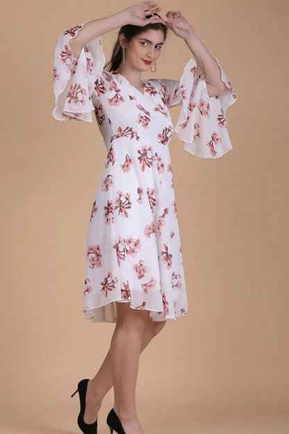 Fancy White floral Printed dress