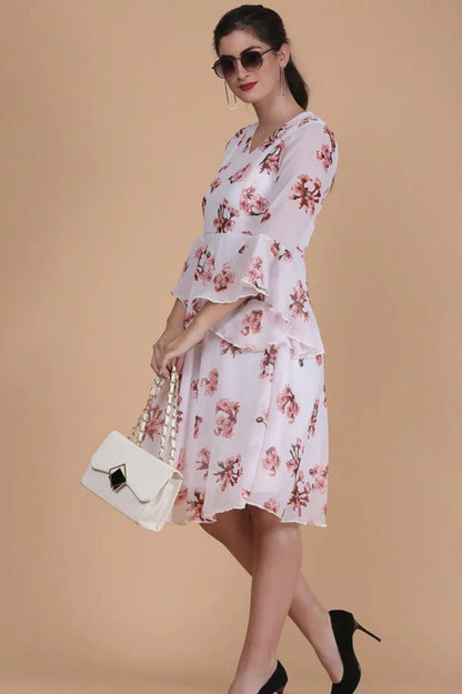 Fancy White floral Printed dress
