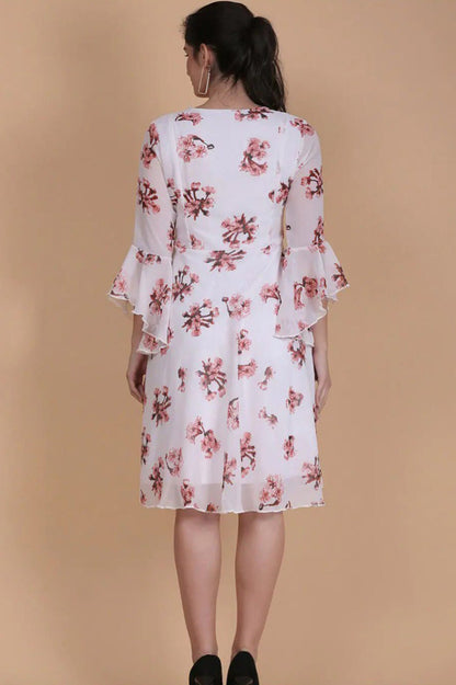 Fancy White floral Printed dress