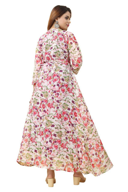 Fancy Georgette Pink Floral Printed dress