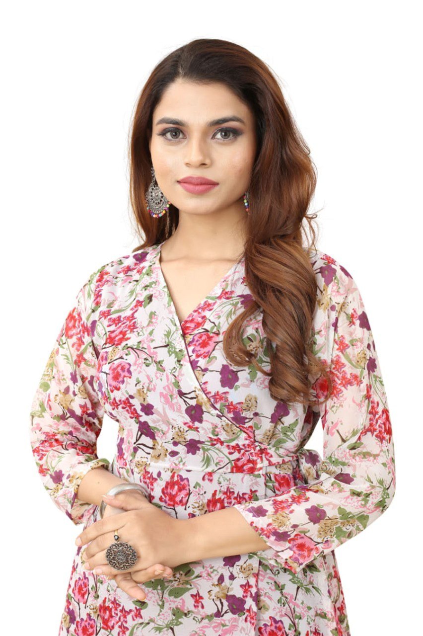 Fancy Georgette Pink Floral Printed dress