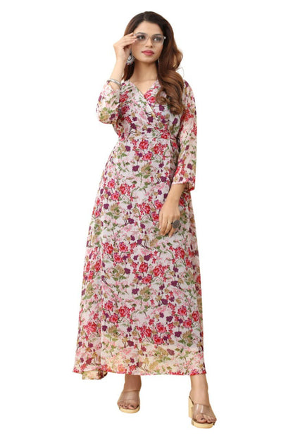 Fancy Georgette Pink Floral Printed dress