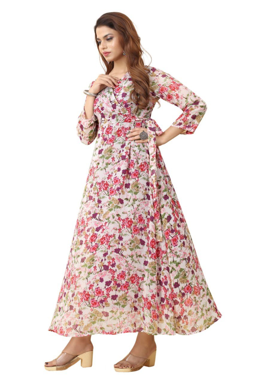 Fancy Georgette Pink Floral Printed dress